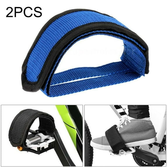 AMZER Bicycle Pedals Bands Feet Set With Anti-slip Straps Beam Foot - 2 PCS - Blue