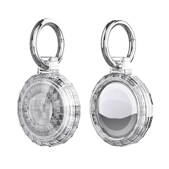 AMZER Case for AirTag Edge Corner Design Soft TPU Protective Anti-Scratch Lightweight Cover with Key Ring - Transparent