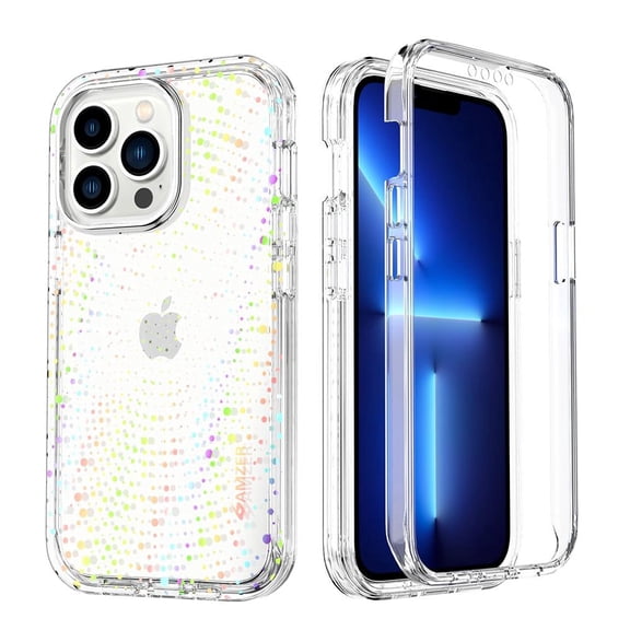 AMZER Crusta Hybrid Full Body Case for iPhone 13 Pro Max with Built-in Screen Protector - Glitter Yeet All Over