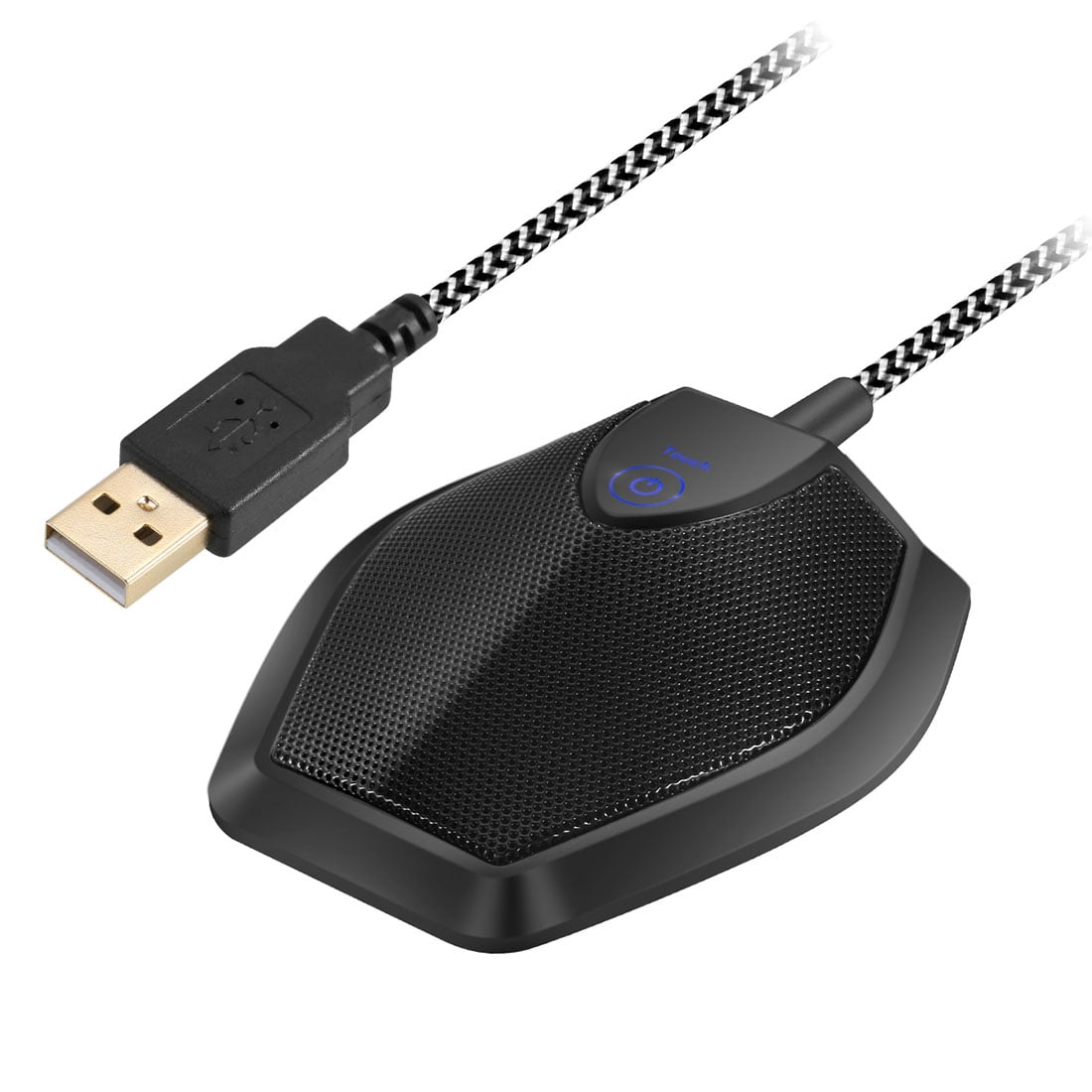AMZER Meeting USB Computer Desktop Microphone Omnidirectional Condenser Mic Microphone, Compatible with PC / Mac for Live Broadcast, Show, KTV, etc.(Black)