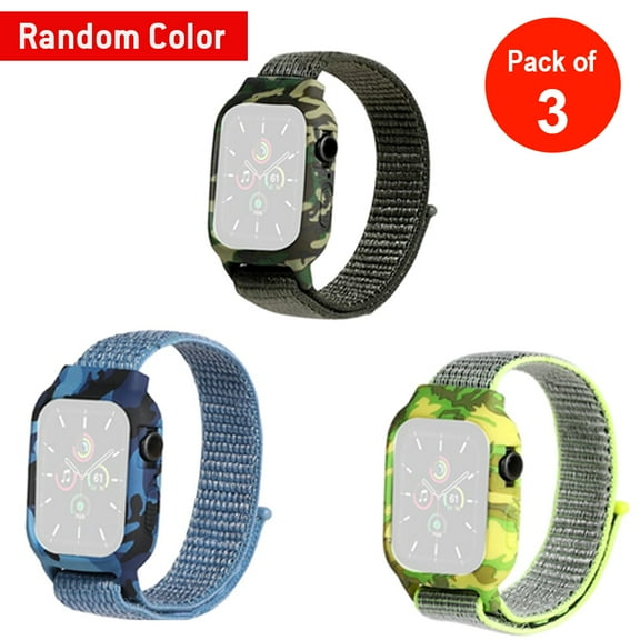 AMZER Nylon Compatible with Apple Watch Band 44mm Replacement Military-Style iWatch Band Long Adjustable for Series 6/5/4, Watch SE (random color) - pack of 3
