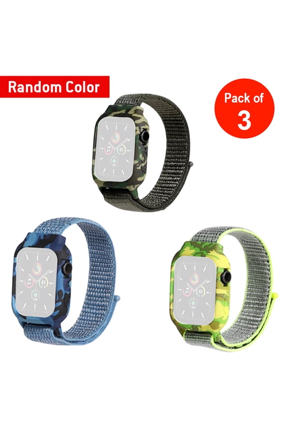Nylon Compatible with Apple Watch Band 44mm Replacement Military-Style iWatch Band Long Adjustable for Series 6/5/4, Watch SE (random color) - pack of 3