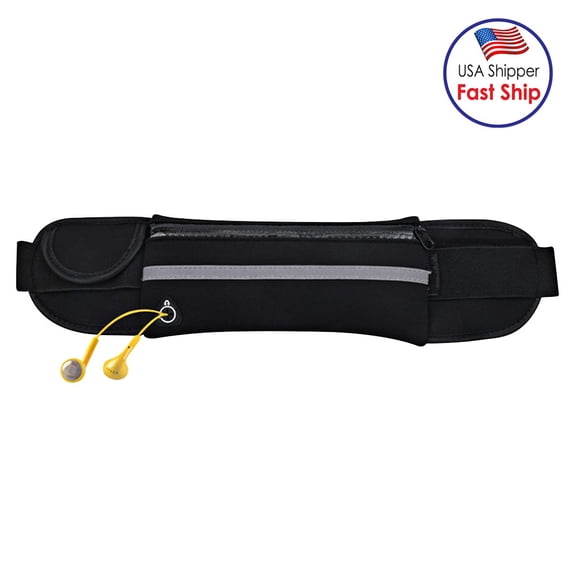 AMZER Outdoor Sports Running Hiking WaterProof Waist Bag with Phone and Card Slot - Black