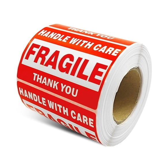AMZER Outer Box English Warning Fragile Label Self-adhesive Sticker - 500 Pcs - 76x127mm