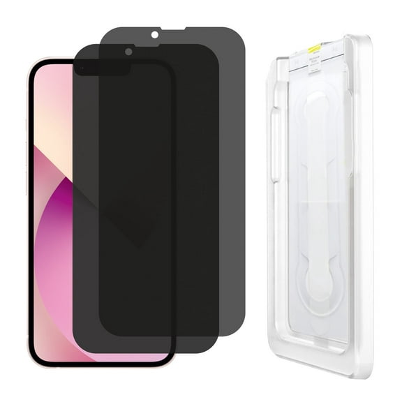 AMZER Privacy Tempered Glass Screen Protector for iPhone 13 mini with Easy Install Kit (Pack of 2)