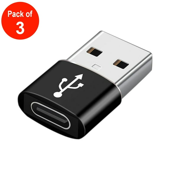 USB C Female to USB Male Adapter [Pack of 3], USB 3.1 Male to Type-C Female Adapter, Support Double Sided 10Gbps Charging & Data Transfer, USB A to USB C 3.1 Converter - Black
