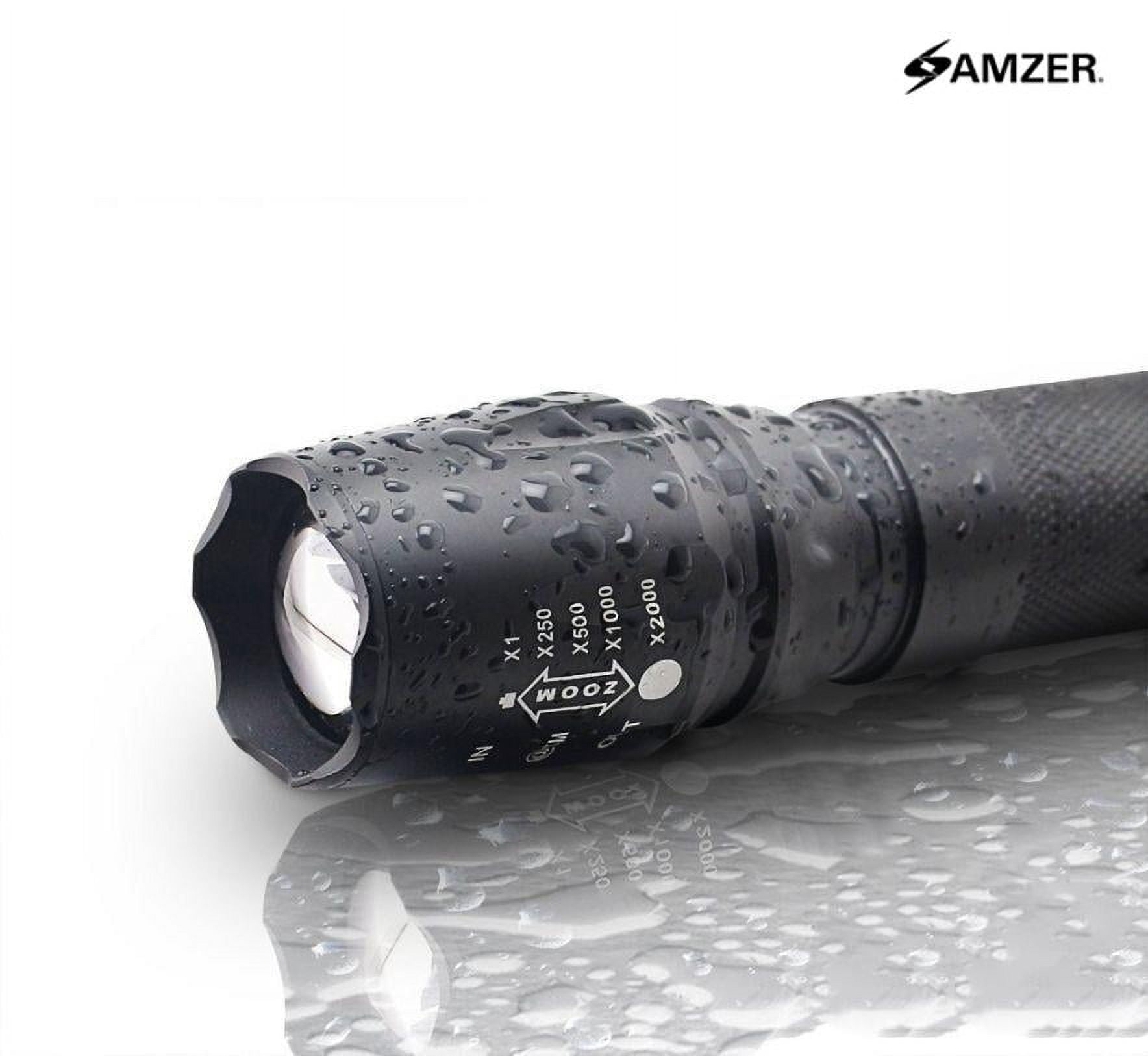 AMZER Waterproof Tactical Zoom Torch Flashlight With 5 Mode Settings ...