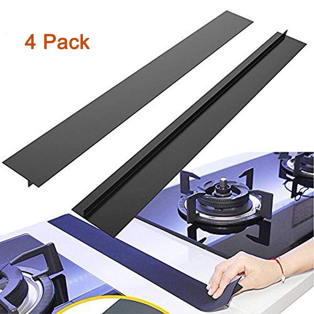 AMZEY 4Pack 21" Silicone Kitchen Stove Counter Gap Cover Range Filler Strip, Black
