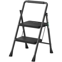 AMZFUN 2 Step Telescopic Herringbone Ladder Ladder, Multi Position Non Slip, Storable Folding Ladder, Stairs Home Indoor Outdoor Roofing, 330 lbs Safe Load Capacity, Black