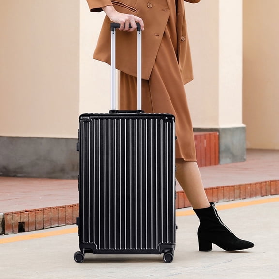 AMZFUN Carry On Luggage, Aluminium Frame, PC ABS Hard Shell, Suitcases with Wheels, TSA Lock, No Zipper, 28Inch, Sliver