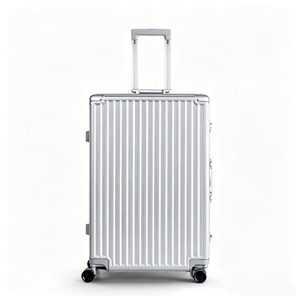 AMZFUN Carry On Luggage, Aluminium Frame, PC ABS Hard Shell, Suitcases with Wheels, TSA Lock, No Zipper, 28Inch, Sliver