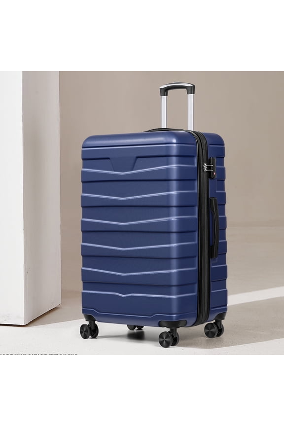 28 Inches Carry On Luggage, Lightweight ABS+PC Hard Case Suitcase With 360° Rotating Silent Wheel, With TSA Lock, Airline Approved Luggage, Navy Blue