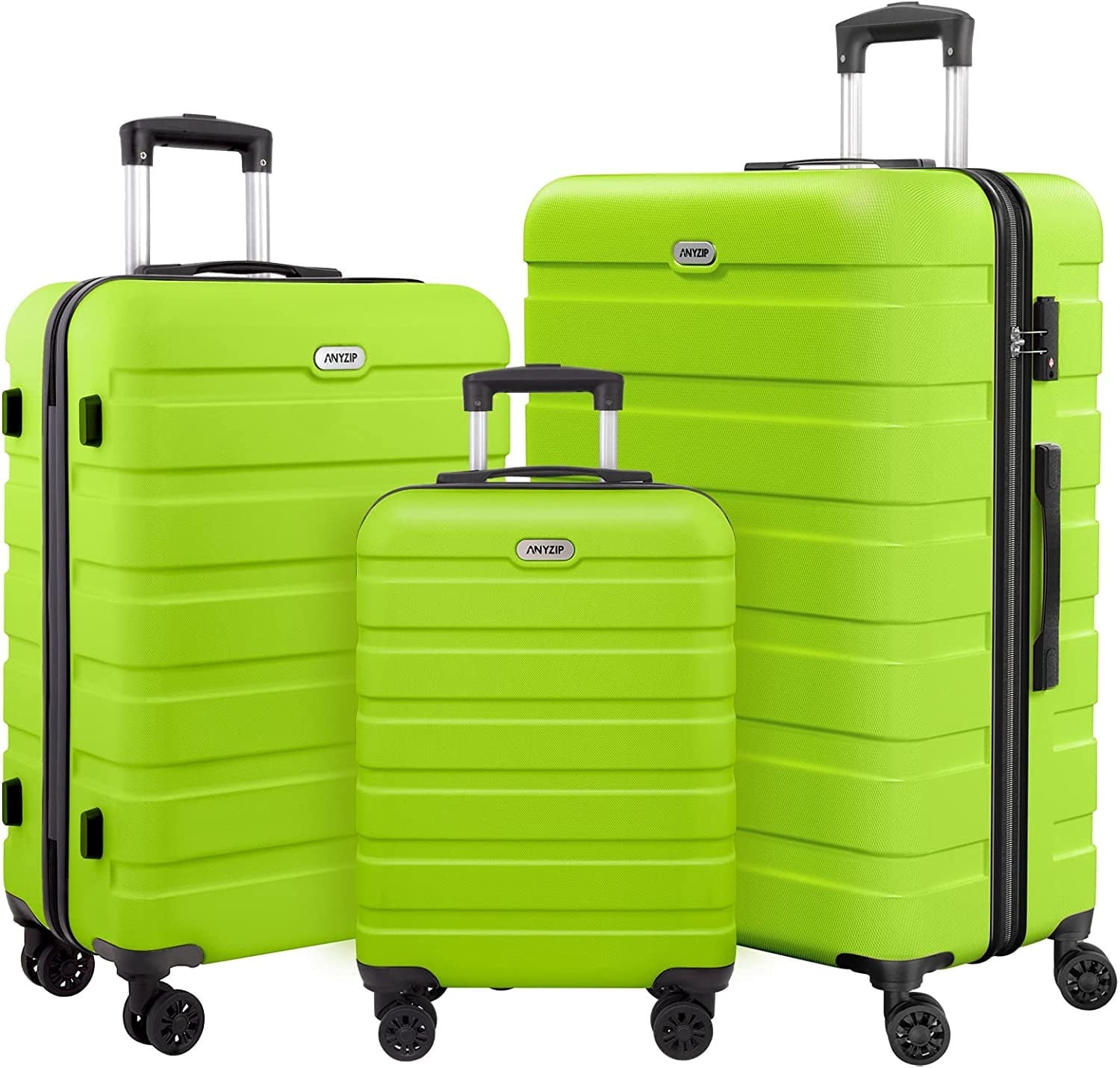 AMZFUN 3PCS Luggage Sets,PC+ABS Hardcover Suitcases, Light, Silent