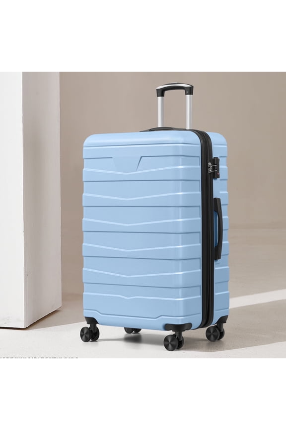 28 Inches Carry On Luggage, Lightweight ABS+PC Hard Case Suitcase With 360° Rotating Silent Wheel, With TSA Lock, Airline Approved Luggage, Light Blue