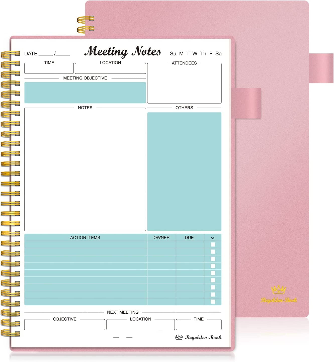 JUBTIC Meeting Notebook for Work with Action Items,Work Notebooks for Note  Taking And Agenda Organizer, The Perfect Office Planner Supplies for Women