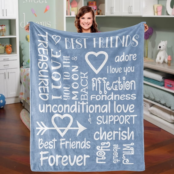 AMZLAL Best Friend Blanket For Women Soft Flannel Trow Blanket 60×80 Inch (Blue)
