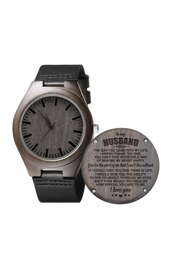 Men's the Minimalist Black Watch With Real Leather To My Husband Casual Watches