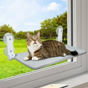 AMZOO Cordless Cat Window Perch and Hammock for Wall with 4 Suction Cups, Anchor & Screw for Easy Installation, Solid Metal Frame, Two Reversible Covers, Foldable Cat Bed for Indoor Cats Large