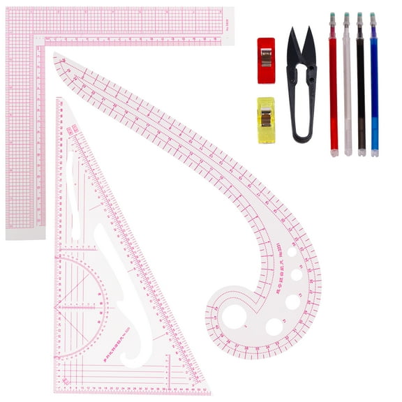 AMZTKDIY Acrylic Sewing Ruler Set，French Curve Pattern Rulers Kit for Tailors Designers Precision Pattern Making Guides Quilting and DIY Supplies (Ruler Set 1-3Pcs)
