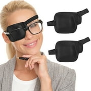 AMZVIO 2 pcs Eye Patches for Adults , 3D Medical Eye Patch for Right or Left Eye, Soft Eyepatch for Lazy Eye, Sleeping ,After Surgery(Black)