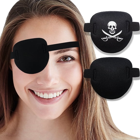 AMZVIO Eye Patches for Adults and Kids, 3D Medical Eye Patch for Adults Left and Right Eye,Adjustable Eyepatch for After Cataract Surgery Lazy Eye black