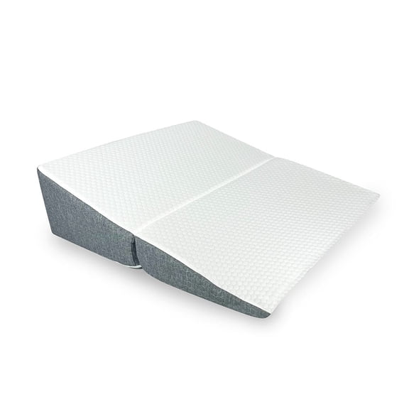 AMiNA 12" Bed Wedge Pillow – Washable Cover, Portable (Gray & White)