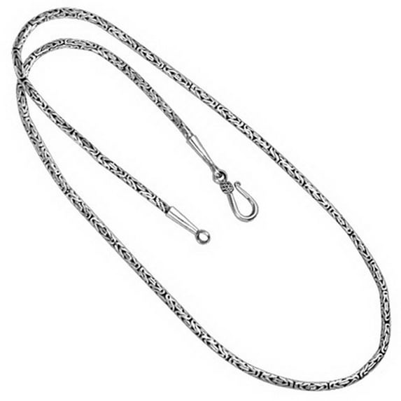 AN-1000-S-2.5MM-24" Bali Hand Crafted Sterling Silver Chain With 'S' Hook