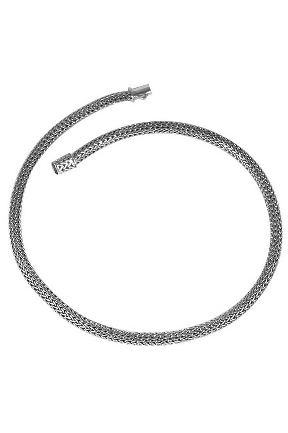 AN-6080-S-16" Bali Hand Crafted Sterling Silver Chain With Push Clasp