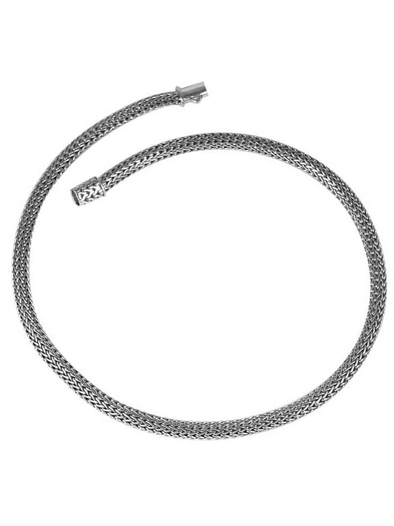 AN-6080-S-24" Bali Hand Crafted Sterling Silver Chain With Push Clasp