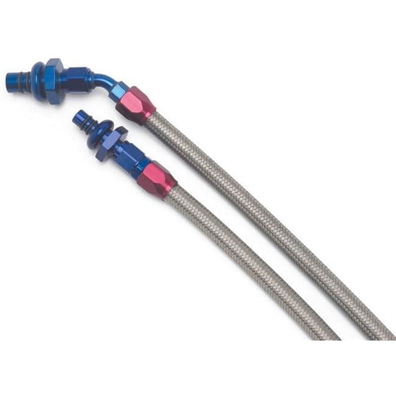 AN Fittings Stainless Braided Hose Fuel Line Kit for 1987-1993 Ford Mustang 5L - Blue & Red Anodize
