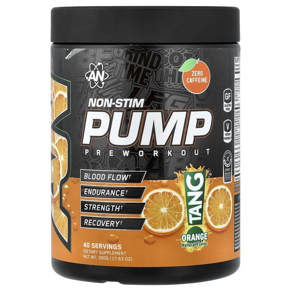 AN Supps Non-Stim Pump, Pre-Workout, Tang, Orange, 17.63 oz (500 g)