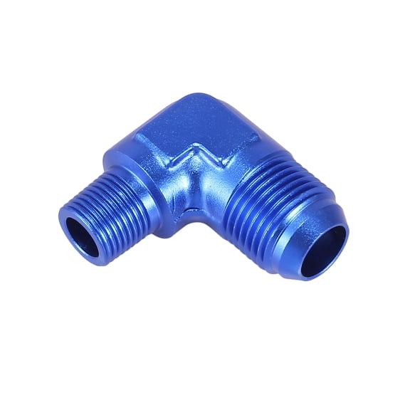 AN10 90 Degree Male to 3/8" NPT Male Flare Bulkhead Fitting Adaptor Connector for Car Blue