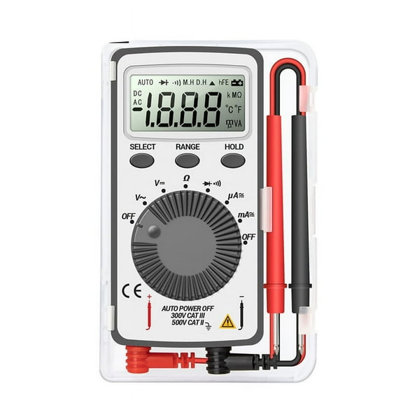 AN101 Mini Digital Multimeter Multimetro Tester DC/AC Voltage Current Lcr Meter Pocket Professional Testers,1 * Digital Multimeter 2 * Test Lines,Black&white