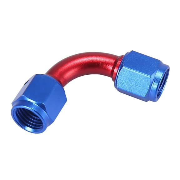 AN4 90 Degree Female Swivel Coupler Swivel Fuel Oil Hose End Fitting Adapter for Car Blue Red