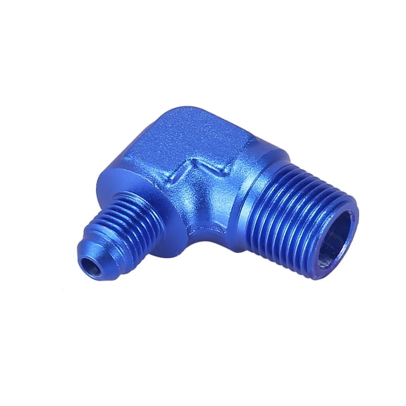 AN4 90 Degree Male to 3/8" NPT Male Flare Bulkhead Fitting Adaptor for Car Blue 6061 Aluminum Alloy