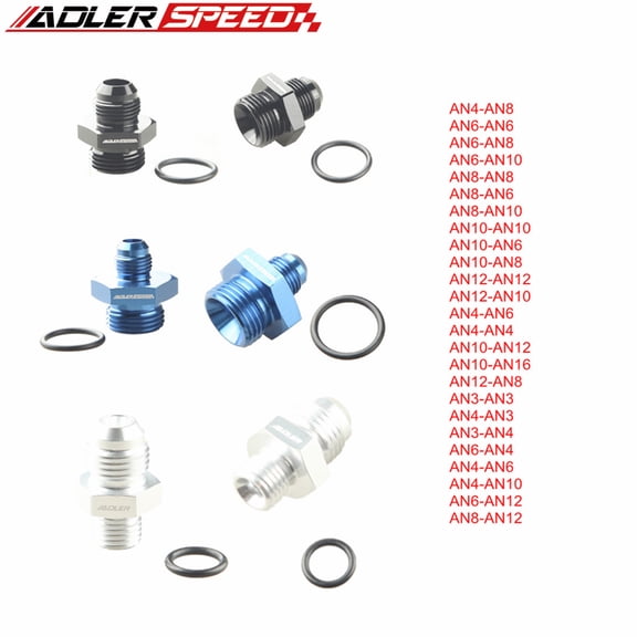 AN4-AN3-Male Flare to ORB O-Ring Adapter, Bodian, Straight Cut, Black