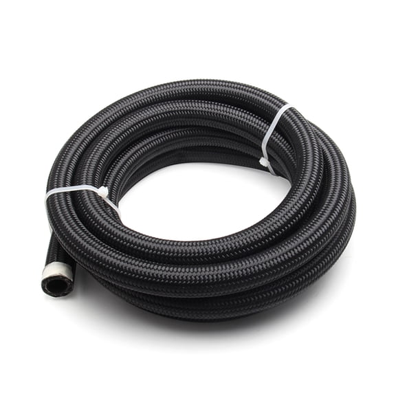 AN4 AN6 AN8 AN10 AN12 Line Hose,Nylon Braided Line Hose with Stainless Steel Mesh Reinforce Black