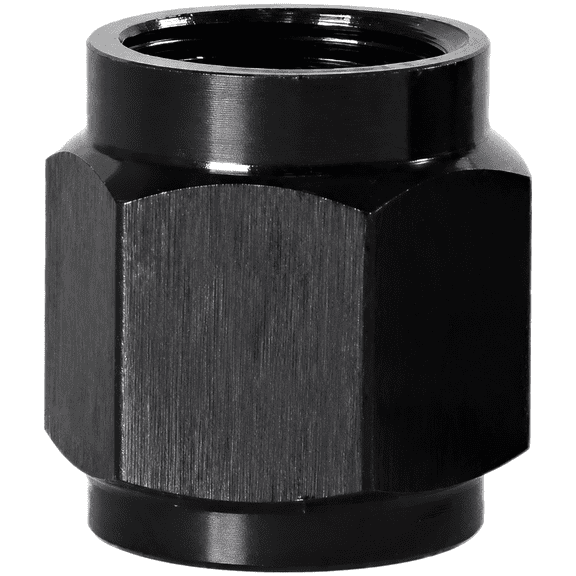 AN4 Female Flare Port Cap, Aluminum Fuel Line Block Off Fitting Nut Adapter, with Black Anodized Finish, 0.7 x 0.6 in, for Universal Automotive Oil Fuel Tank Hose Ends