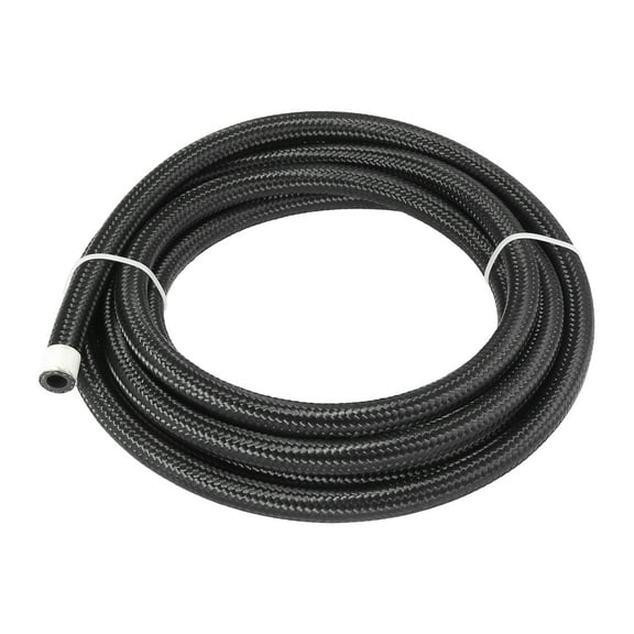 AN6 3/8" 10ft CPE Fuel Line Hose Nylon Stainless Steel Car Engines Braided Tube Black