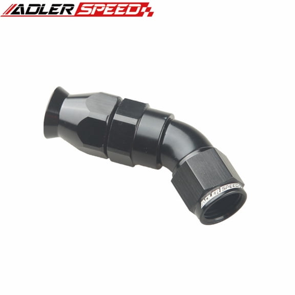 AN6-45 Degree Reusable Aluminum DeliHose End Fitting, Full Flow, Black