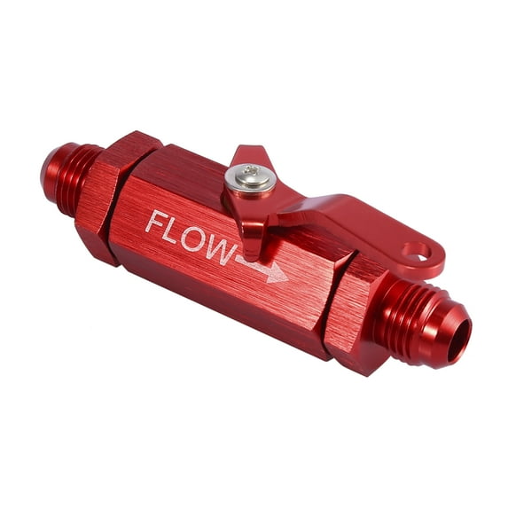 AN6 -6AN 9/16"-18 Thread Male Fitting 3/8" Inline Fuel Shut Off Valve Cut Off w/ Cable Lever for Car Motorcycle Red