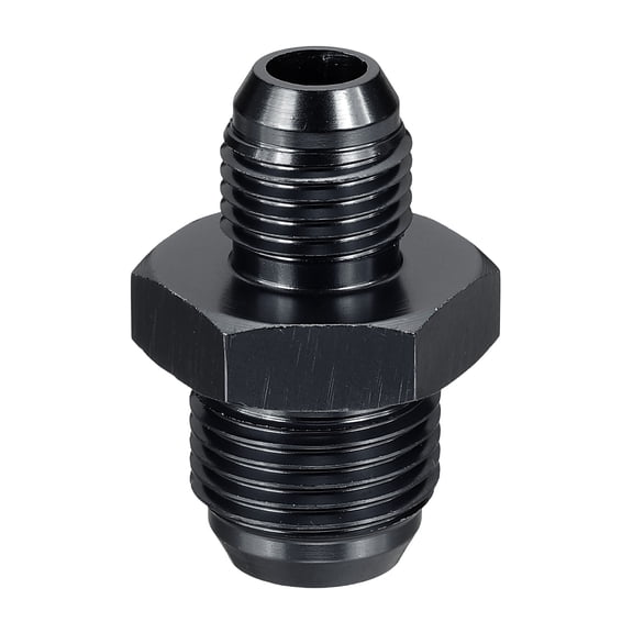 6AN-8AN Male Fuel Fitting, Fit 9/16-18 UNF & 1/2" Hole 1.54" Length Aluminum Straight Male Union Coupler Connector Fuel Hose Adapter for Automotive, Black