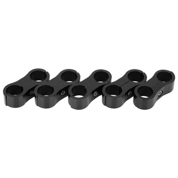 AN6 Car Universal Hose Separator Aluminum Clamp Dual Fuel Line Fitting Adapter Black 5pcs