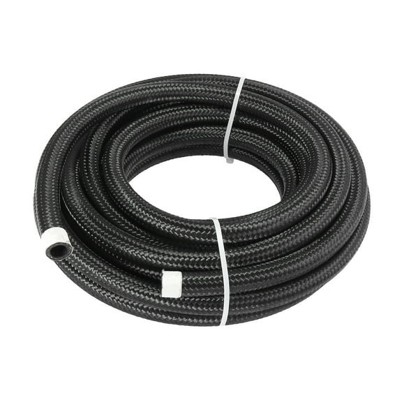 AN8 1/2" 25ft CPE Fuel Line Hose Nylon Stainless Steel Car Engines Braided Tube Black