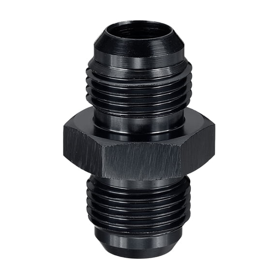 8AN-8AN Male Fuel Fitting, Fit 1/2" Hole 1.57" Length Aluminum Straight Male Union Coupler Connector Fuel Hose Adapter for Automotive, Black