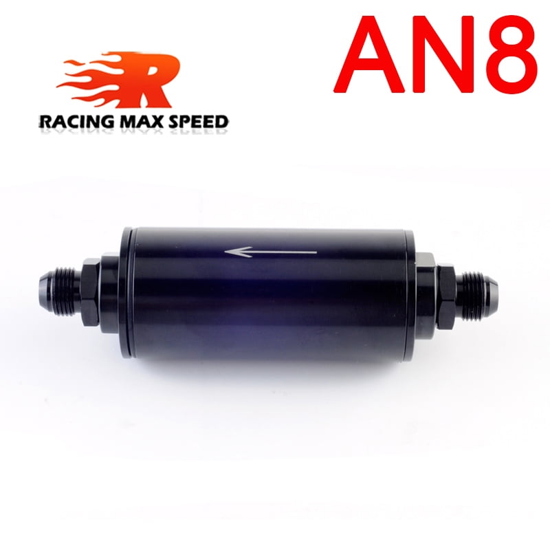 AN8 without clamp-universal high flow 100 micron auto aluminum fuel filter with stainless steel filter work for E85 fuel filter RFFS