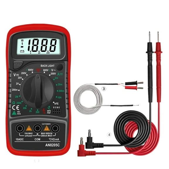 AN8205C Digital Multimeter Auto Range Backlight AC/DC Ammeter Volt Ohm Tester Portable Meter Multimetro With Thermocouple ,Accurate and Speed