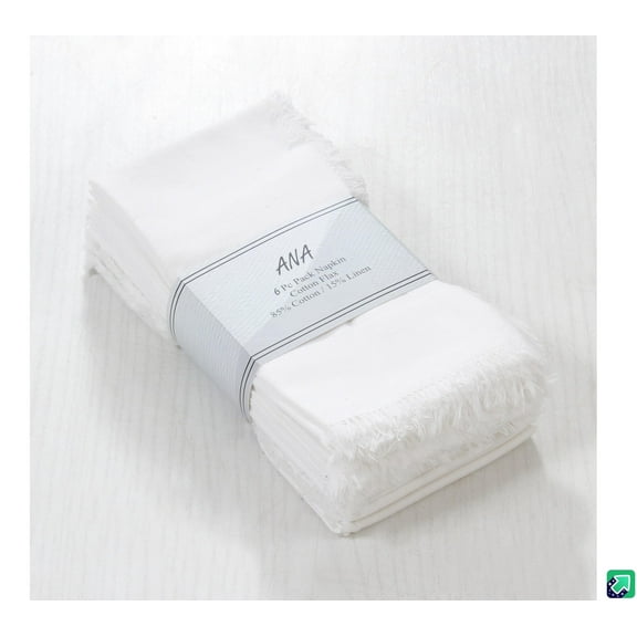 ANA 18x18 Inch White Cotton Cloth Napkins - Set of 6 Washable, Soft, Premium, Reusable Napkins