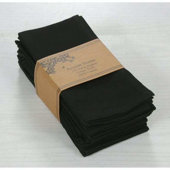 ANA BlackCloth Napkins Set of 6 18x18 inch Cotton Dinner Napkins - Washable Soft Premium Hotel Quality Reusable Napkins Perfect Table Napkins for Family Dinners