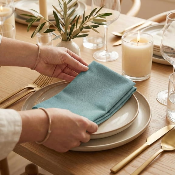 ANA Blue Cloth Napkins Set of 6 18x18 inch Cotton Dinner Napkins - Washable Soft Premium Hotel Quality Reusable Napkins Perfect Table Napkins for Family Dinners